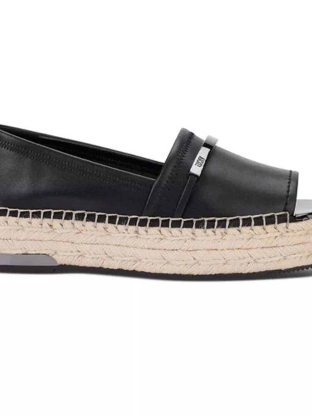 DKNY Black Peep-Toe Espadrille with Jute Platform - Picture 2 of 5